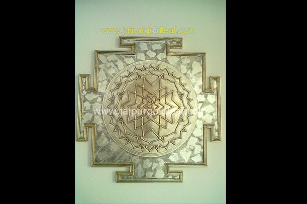 Gold and silver antique leafing at Gold-Silver Antique Leafing on Wall - The Lalit, Jaipur — Jaipur Gold Leaf